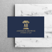 Professional Attorney Monogram Gold/navy Blue Business Card at Zazzle