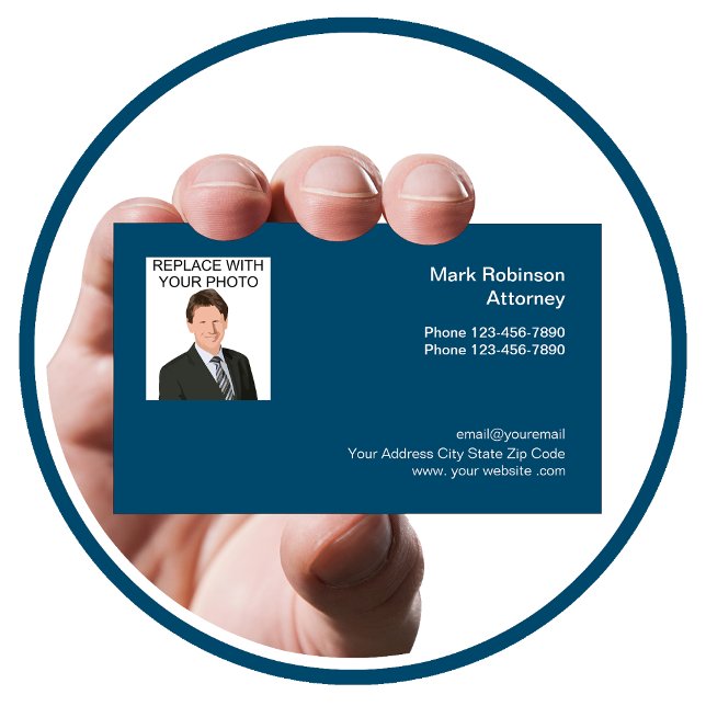 Professional Attorney Photo Template Business Card (Creator Uploaded)