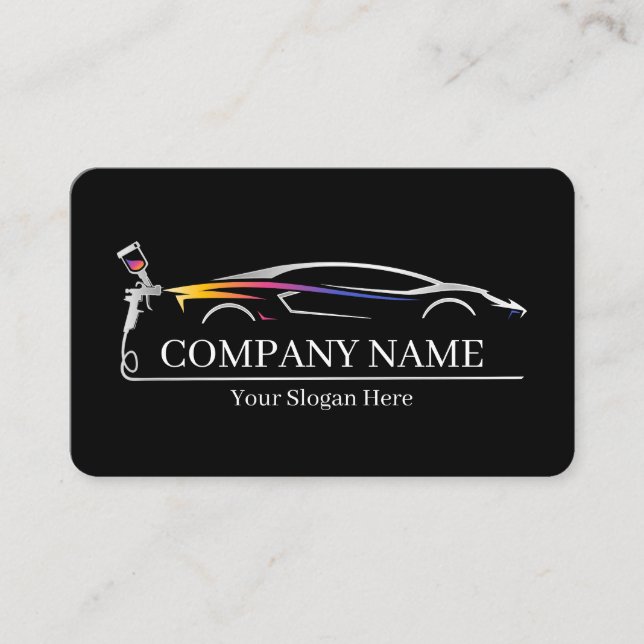 Professional Auto Body Paint Shop Automotive Business Card (Front)
