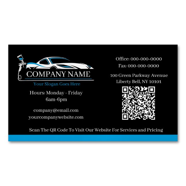 Professional Auto Body Paint Shop Automotive  Business Card Magnet (Front)