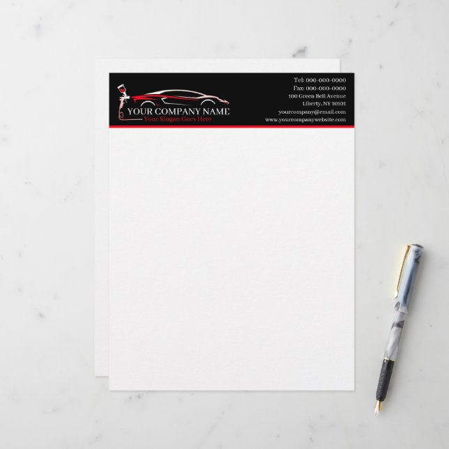 Professional Auto Body Paint Shop Automotive Letterhead (Front/Back In Situ)
