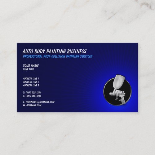 Professional Auto Body Painting   Blue Business Card