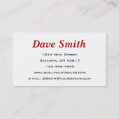 Professional Auto Detailer Business Card (Back)