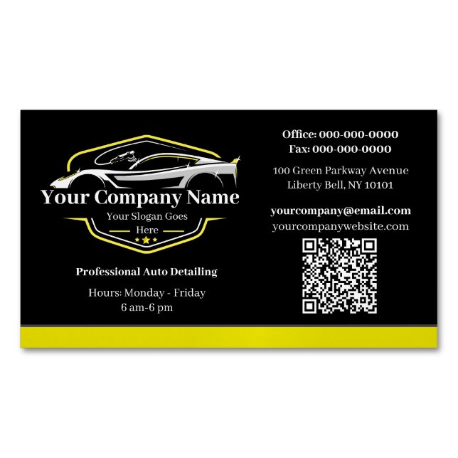 Professional Auto Detailing Car Wash Company Business Card Magnet (Front)