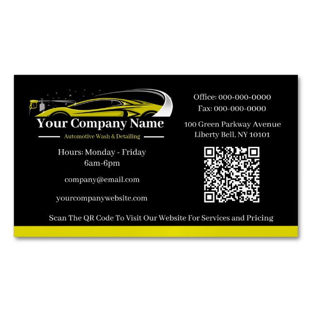 Professional Auto Detailing Car Wash Company Business Card Magnet (Front)