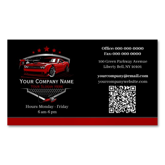 Professional Auto Detailing Car Wash Company Business Card Magnet (Front)