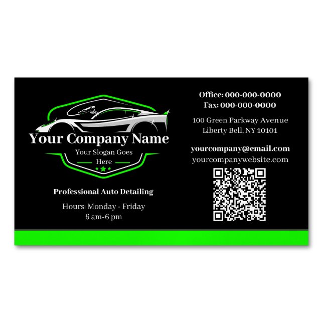 Professional Auto Detailing Car Wash Company Business Card Magnet (Front)