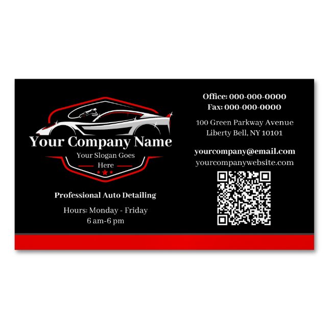 Professional Auto Detailing Car Wash Company Business Card Magnet (Front)