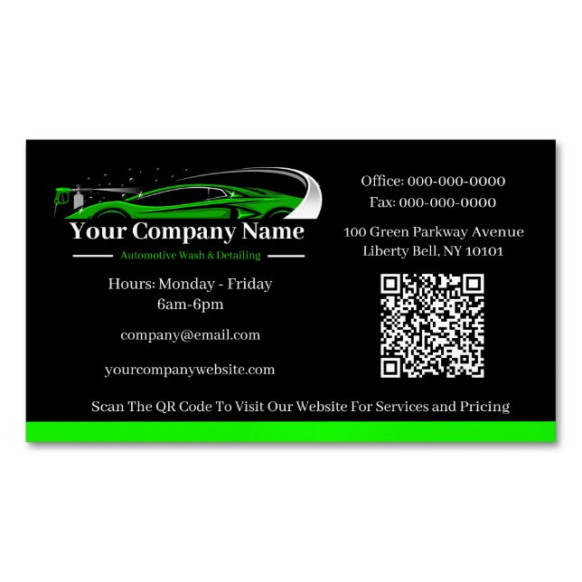 Professional Auto Detailing Car Wash Company Business Card Magnet (Front)