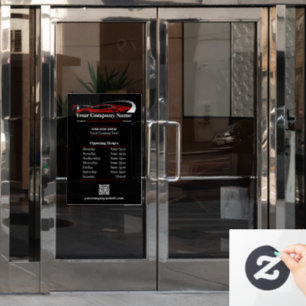 Professional Auto Detailing Car Wash Company Hours Window Cling