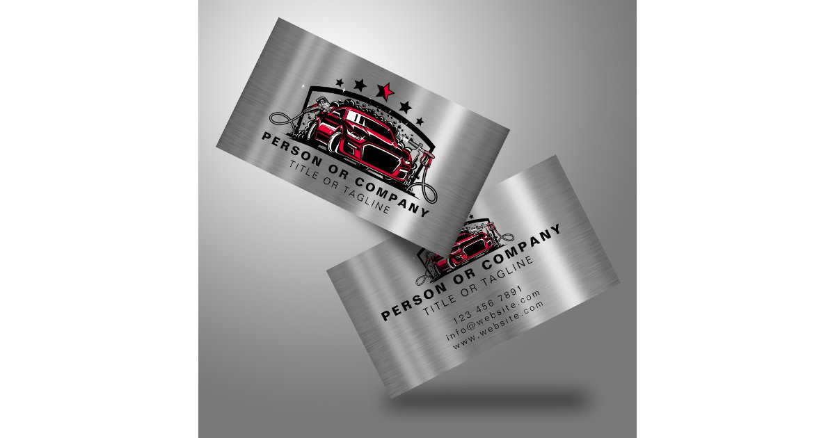 Professional Auto Detailing Logo Mobile Car Wash Business Card