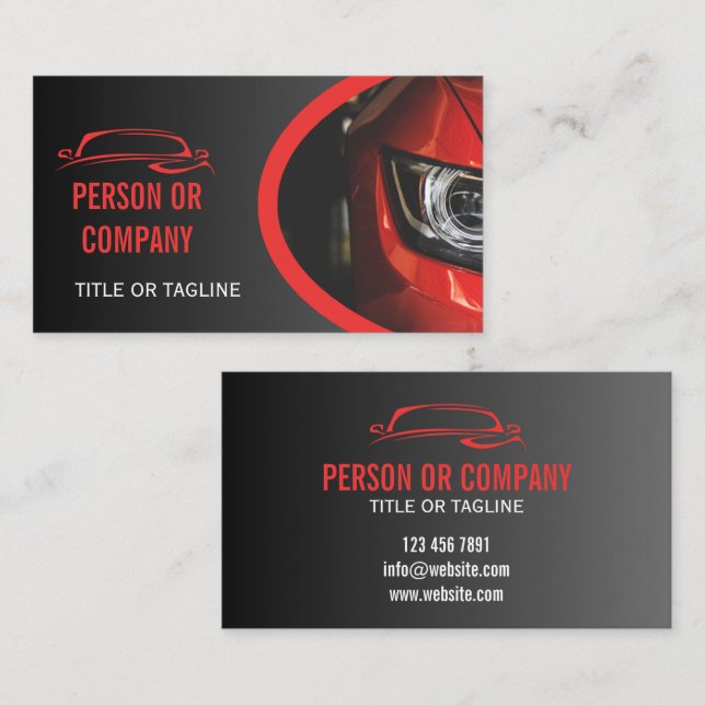 Professional Auto Detailing Logo Mobile Car Wash Business Card (Front/Back)