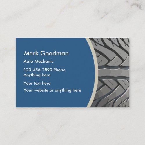 Professional Auto Mechanic Tire Business Card