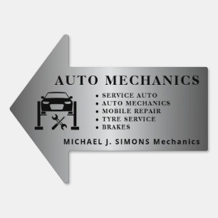 Professional auto repair directional arrow sign