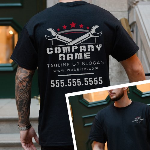 Professional Auto Repair Logo Black Red Mechanic T_Shirt