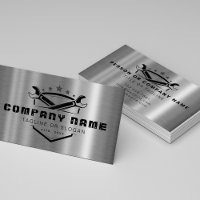 Professional Auto Repair Logo Metal Look Mechanic Business Card