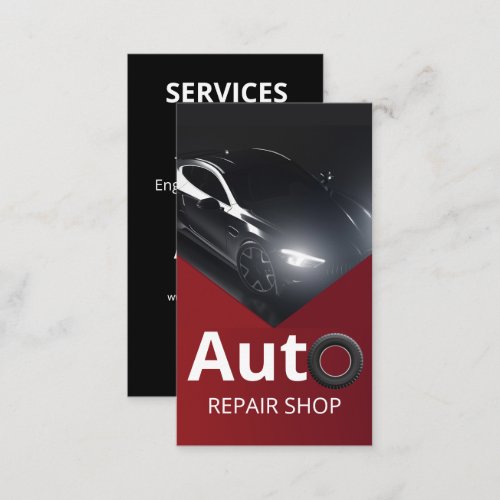 Professional Auto Repair Shop QR Code Business Card