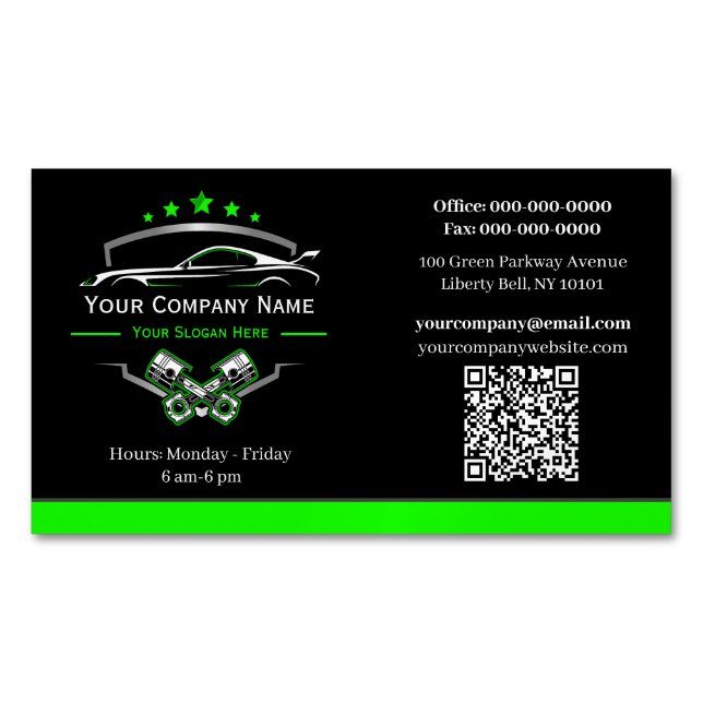 Professional Automotive Repair, Auto Mechanic Business Card Magnet (Front)