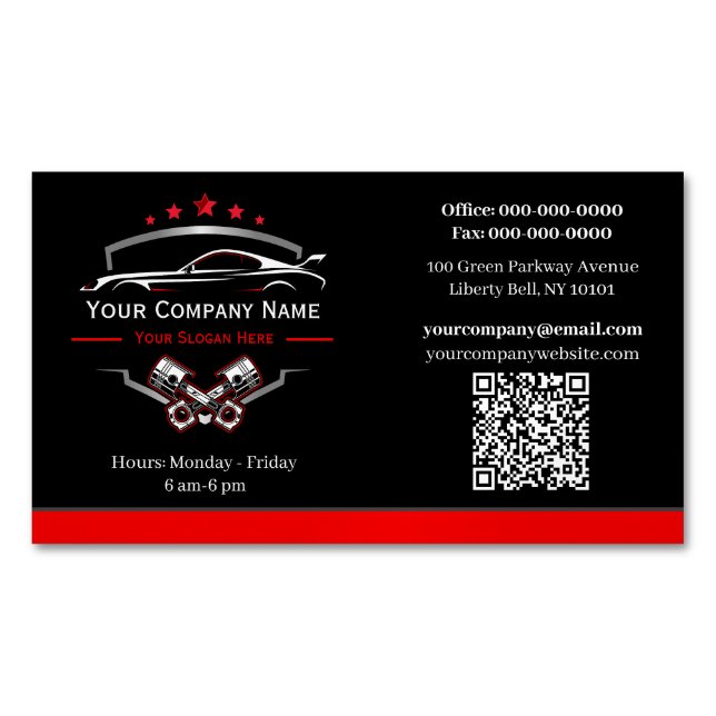Professional Automotive Repair, Auto Mechanic Business Card Magnet (Front)