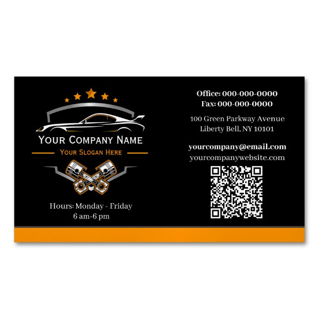 Professional Automotive Repair, Auto Mechanic Business Card Magnet (Front)
