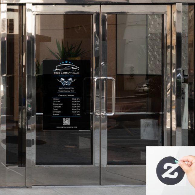 Professional Automotive Repair, Business Hours Window Cling (Office Door)