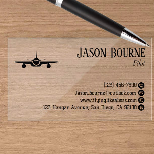 Professional Aviation Employee Pilot Minimalist Clear Business Cards