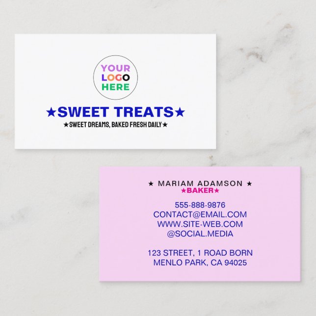 Professional Bakery Logo Company & Brand Slogan Business Card (Front/Back)