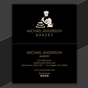 Professional Bakery Pastry Chef Black Gold Business Card