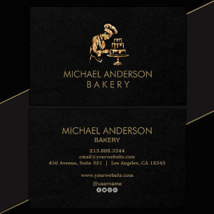 Professional Bakery Pastry Chef Black Gold         Business Card
