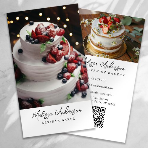 Professional Bakery Photo QR Code Business Card