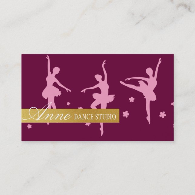 Professional Ballet Studio, Instructor, Lessons Business Card (Front)