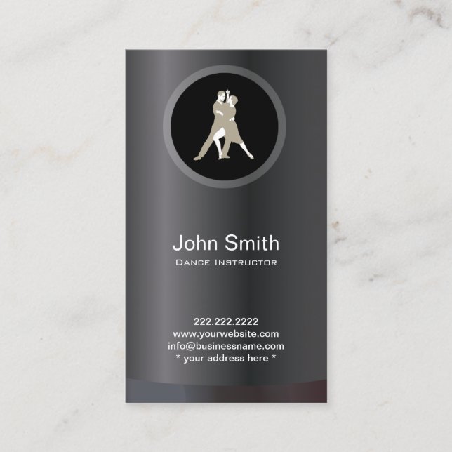 Professional Ballroom Dance instructor Metallic Business Card (Front)