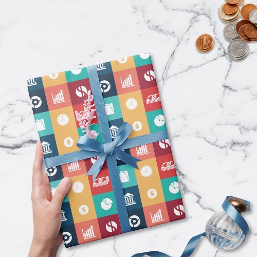 Professional Banker Iconic Pictogram Wrapping Paper