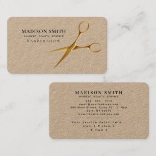 Professional Barber Minimalist Barbershop Rustic Business Card