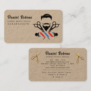 Professional Barber Minimalist Barbershop Rustic Business Card