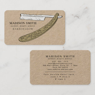Professional Barber Minimalist Barbershop Rustic Business Card