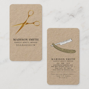 Professional Barber Minimalist Barbershop Rustic Business Card