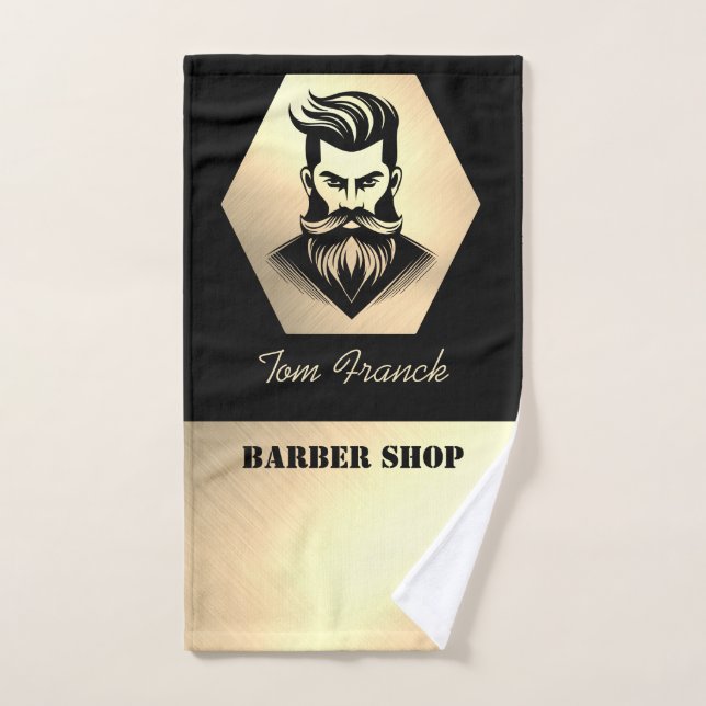 Professional Barber Shop black&gold Barber Towel (Hand Towel)