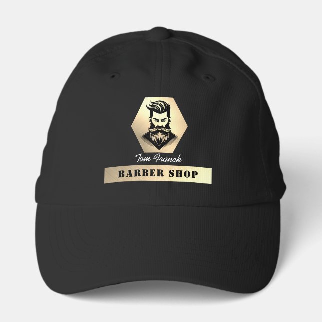 Professional Barber Shop Black & Gold Performance Cap (Front)