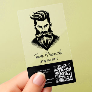 Professional Barber Shop black&White Clear Business Cards
