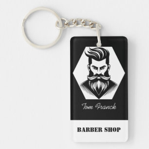 Professional Barber Shop black&white Keychain