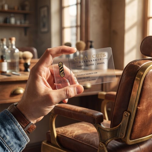 Professional Barber Shop Clear Business Cards