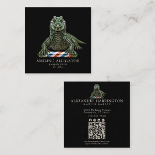 Professional Barber Shop Emerald AlligatorQr Code Square Business Card
