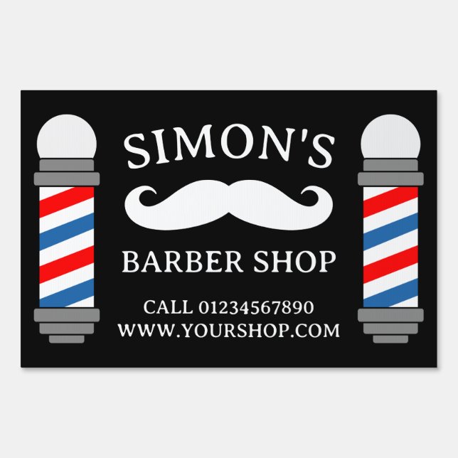 Professional barber shop outdoor business sign  (Front)
