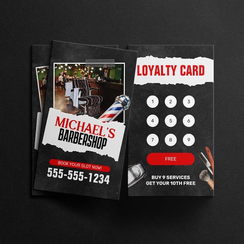 Professional Barber Shop Pole Hairdresser Shaving Loyalty Card