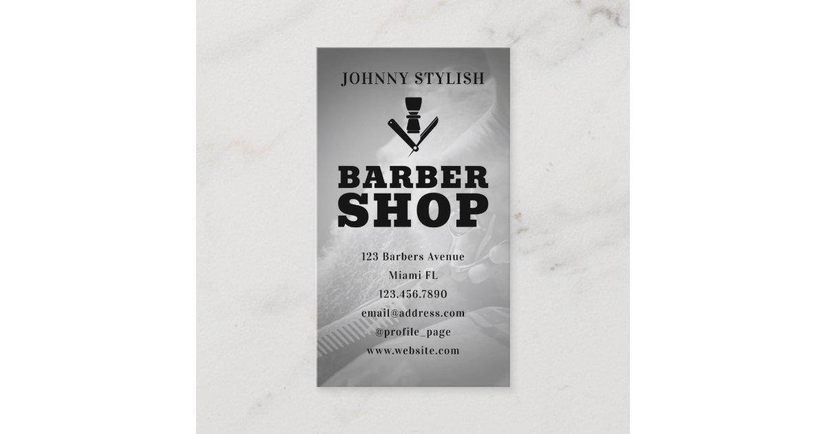 Vintage Barber Shop Skull Scissors Business Card