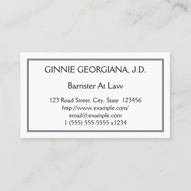 Professional Barrister At Law Business Card (Front)