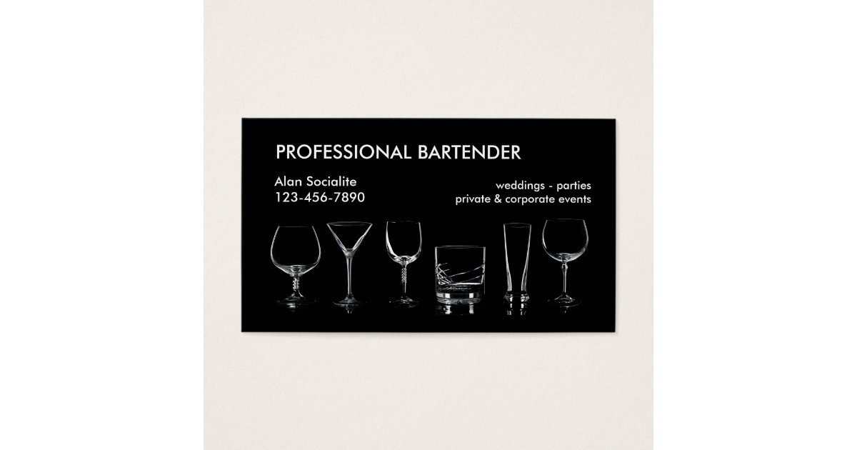 Professional Bartender Business Card
