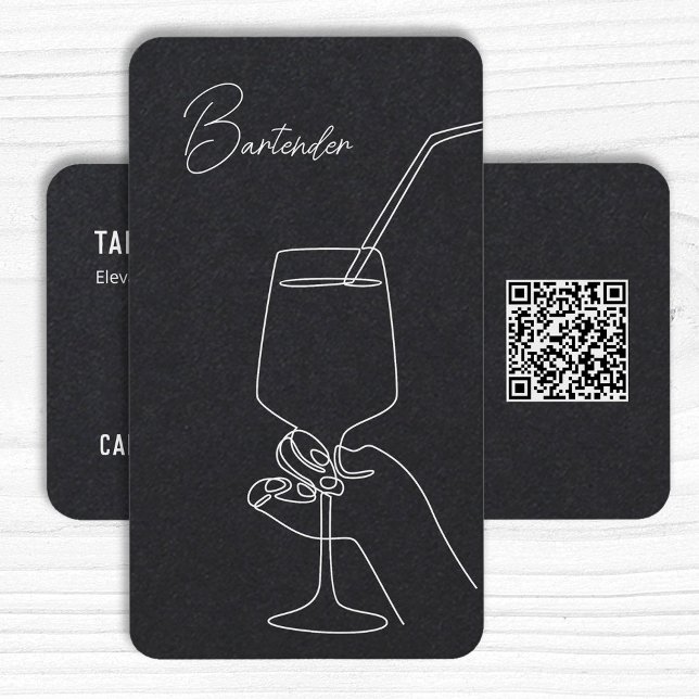 Professional Bartender  Custom QR Business Card (Professional Bartender Custom QR Business Cards)