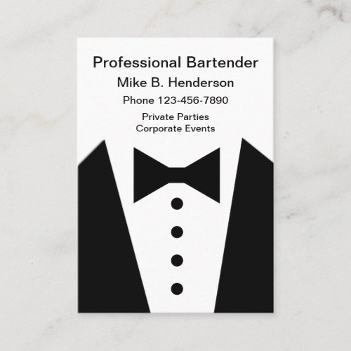 Professional Bartender or Concierge Business Card